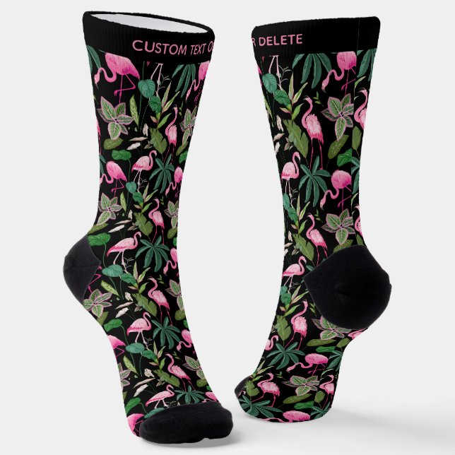 Calcetines Divertido Personalizado de flamencos rosados tropi (Angular)