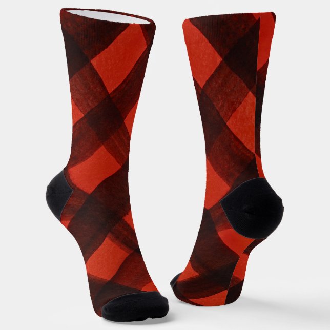Calcetines Divertido Plaid Gingham Feliz Navidad (Angular)
