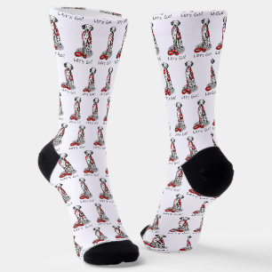 Calcetines ¡Divertido! ¡Vamos! Pasear al perro dálmata (negro