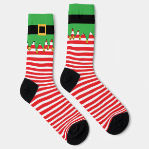 Calcetines ¡Divertido y gracioso Elf Jingle! Candy Striped