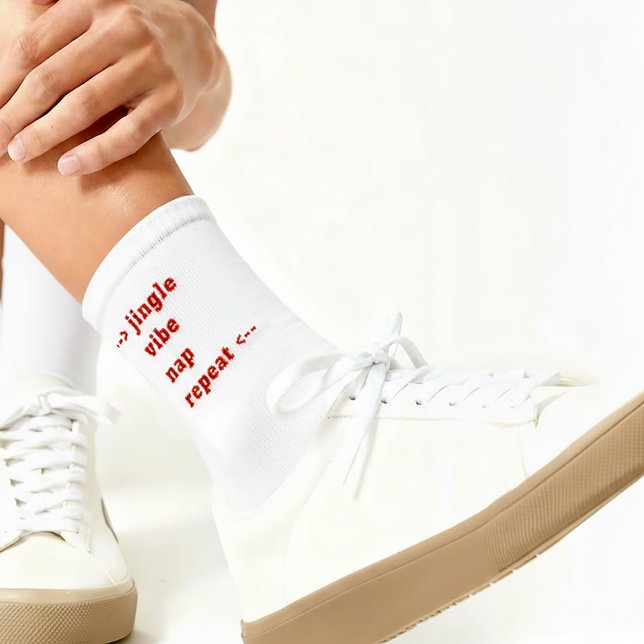 Calcetines divertidos blancos rojos de Navidad (Subido por el creador)