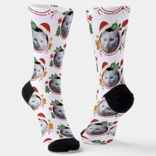 Calcetines divertidos con patrón de Navidad y foto