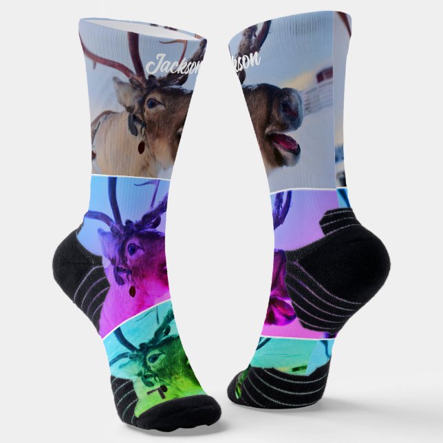 Calcetines divertidos con patrón de reno (Angular)