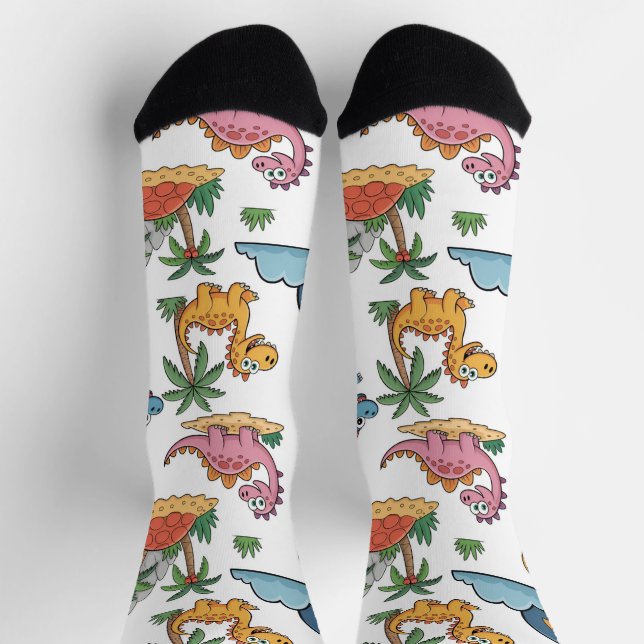 Calcetines Divertidos de Dinosaurios de Dibujos An (Arriba)
