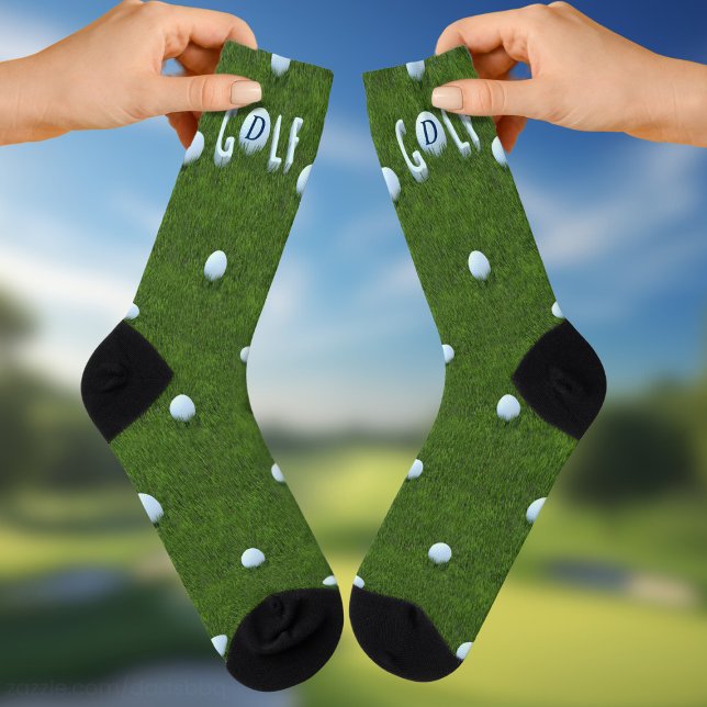 Calcetines divertidos de golf con monograma (Fun golf ball socks to give to the golfer in your life. Just add their initial)
