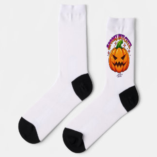 Calcetines divertidos de Halloween de calabaza lin