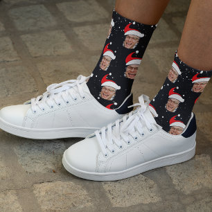 Calcetines divertidos de Navidad con foto de Papá