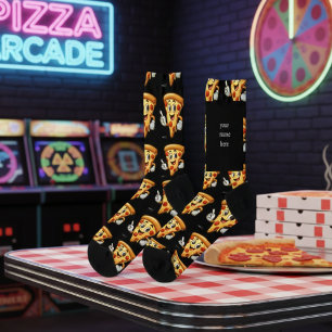 Calcetines Divertidos de Pizza con Nombre Personal