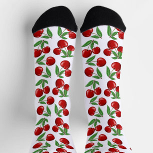 Calcetines Diviértete con estampado de cerezas rojas frescas