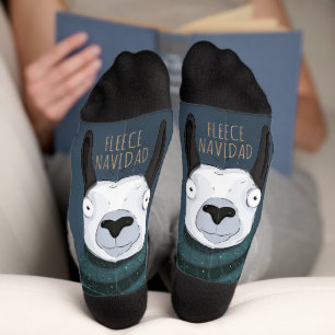 Calcetines Diviértete Festivo “Fleece Navidad” Llama Gris Azu
