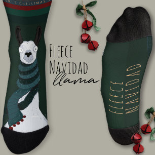 Calcetines Diviértete Festivo “Fleece Navidad” Pun Llama Verd