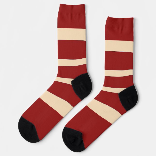 Calcetines Dk Rojo + Rayas Crema (Izquierda)