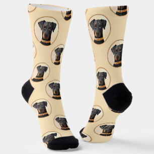 Calcetines Doberman Pinscher Pintando Dobie Perro sin cortar