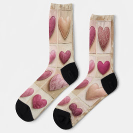 Calcetines Doce corazones de San Valentín en texturas de pape