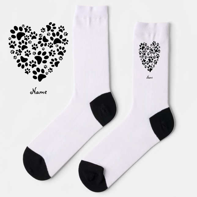 Calcetines Dog Cat Paw Prints Heart Valentine's Day Love (Subido por el creador)