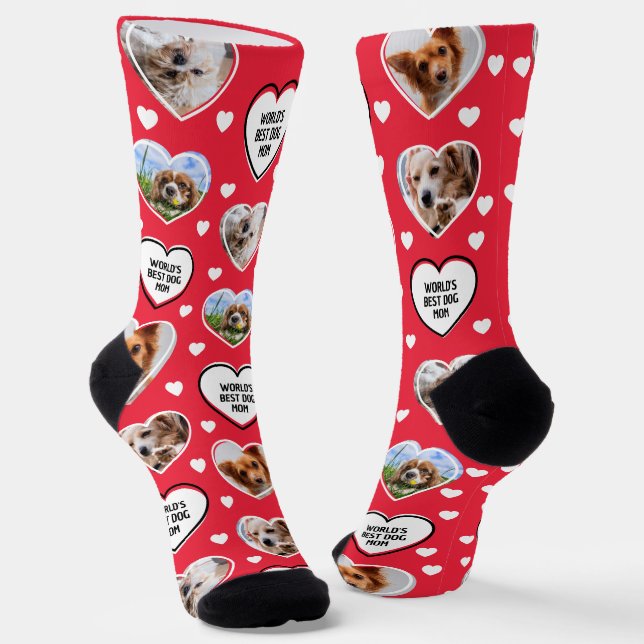 Calcetines DOG MOM Personalizado 4 Mascota Cat Dog Heart Phot (Angular)