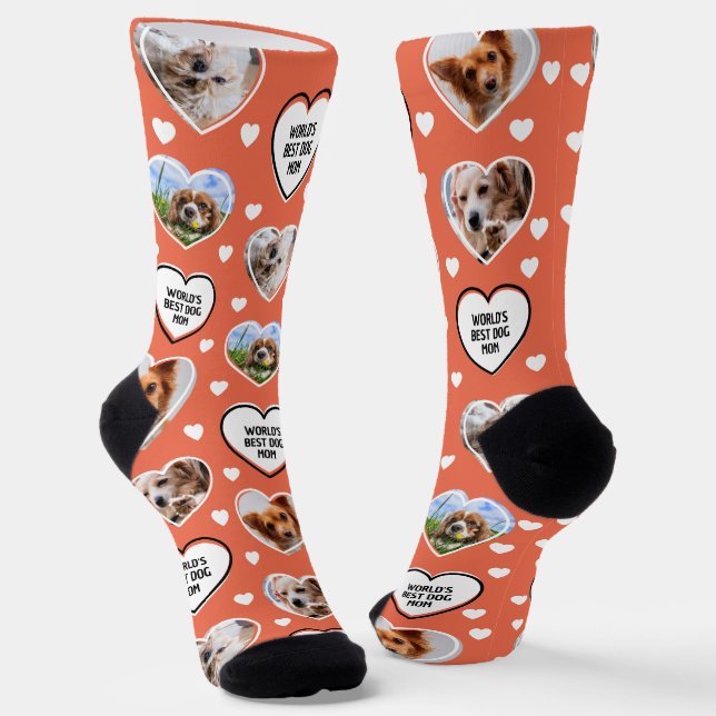 Calcetines DOG MOM Personalizado 4 Mascota Perro Foto quemada (Angular)