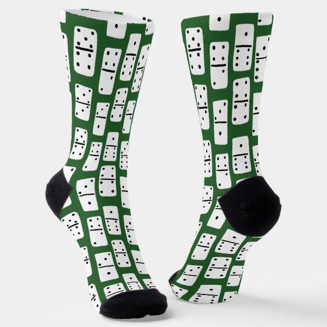 Calcetines Dominos blancos con puntos negros en tonos verdes (Angular)
