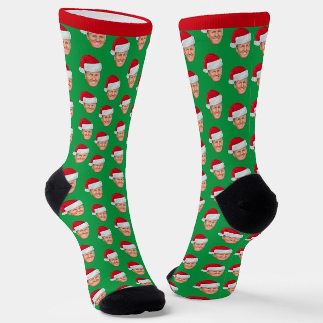 Calcetines Donald Trump con Navidades de Santa Hat - verde ro (Angular)