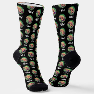 Calcetines Doodle dorado Black Socks Round Image