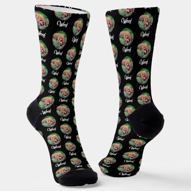 Calcetines Doodle dorado Black Socks Round Image (Angular)