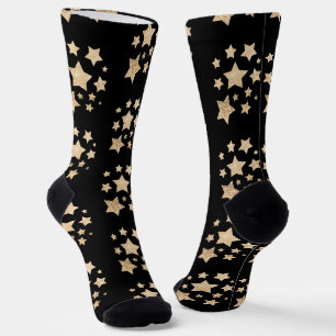 Calcetines dorado champagne brillo destellos patrón estrellas