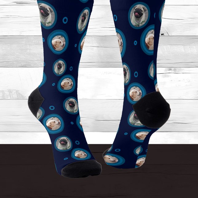 Calcetines Dos Mascotas fotográficos zócalos patrón de círcul (Subido por el creador)