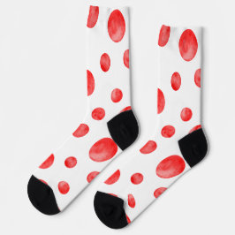 Calcetines Dosis de polka de acuarela adorable de color rojo