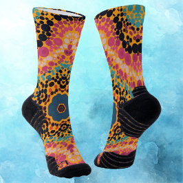 Calcetines Dot Mandala Azul rosa Negro y Amarillo
