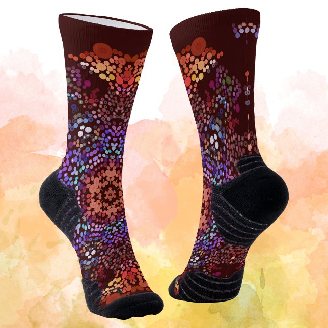 Calcetines Dot Mandala Naranja Azul y Púrpura (Subido por el creador)