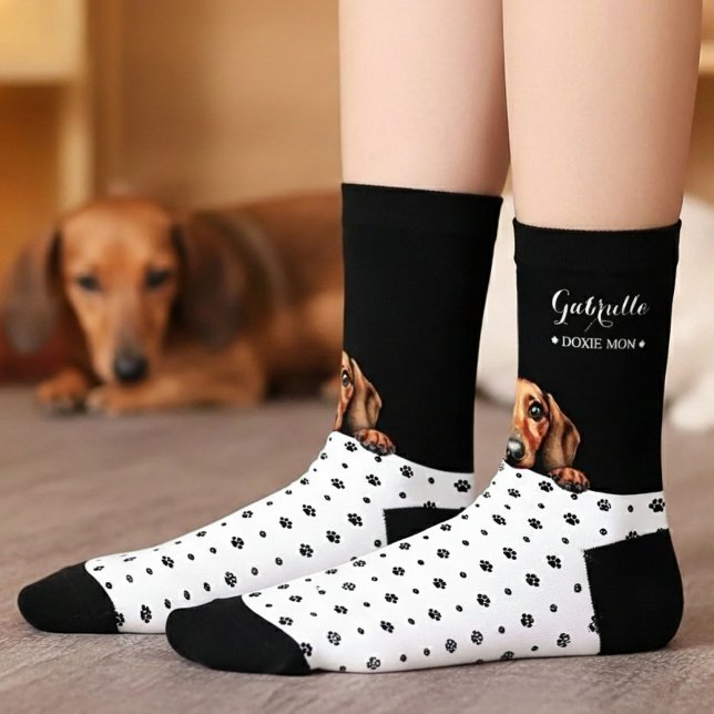 Calcetines Doxie Dachshund Perro Paw Imprimir Personalizado b (Subido por el creador)