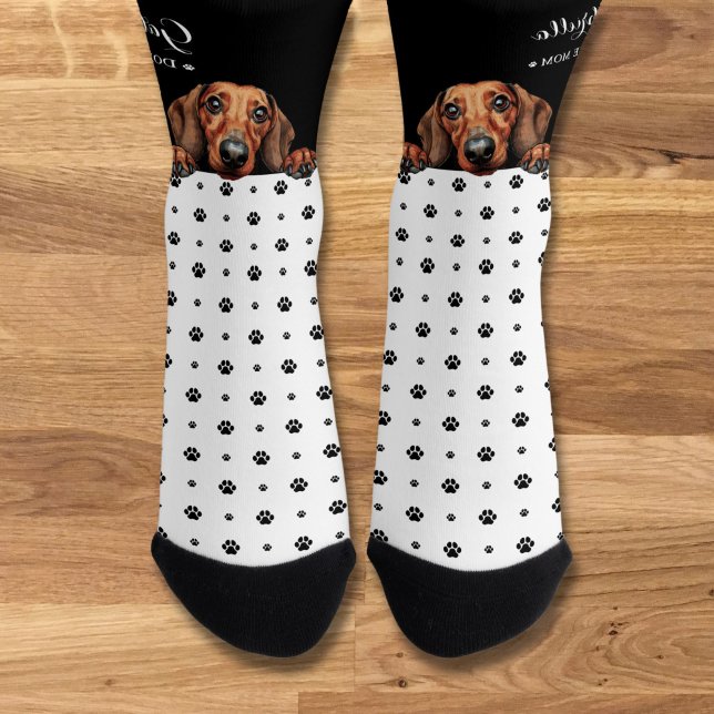 Calcetines Doxie Dachshund Perro Paw Imprimir Personalizado b (Subido por el creador)