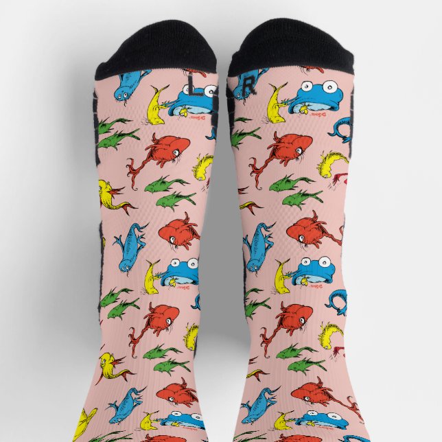 Calcetines Dr. Seuss | Patrón de Un pez dos peces (Arriba)