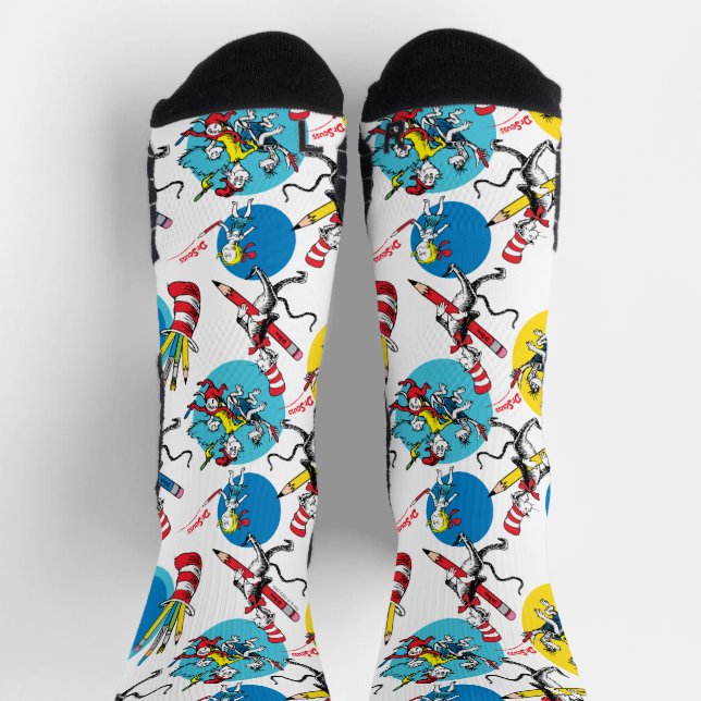 Calcetines Dr. Seuss | Personajes con patrón de lápices (Arriba)
