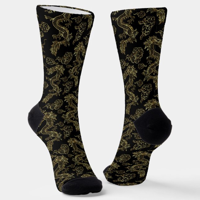 Calcetines Dragón Chino Oro y Rojo (Angular)