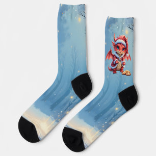 Calcetines dragón de Navidad, demasiado lindo para arrestar,