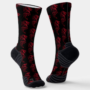 Calcetines Dragones asiáticos rojos