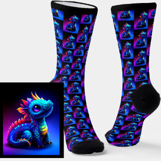 Calcetines Dramática bebé rosa azul dragón de fantasía