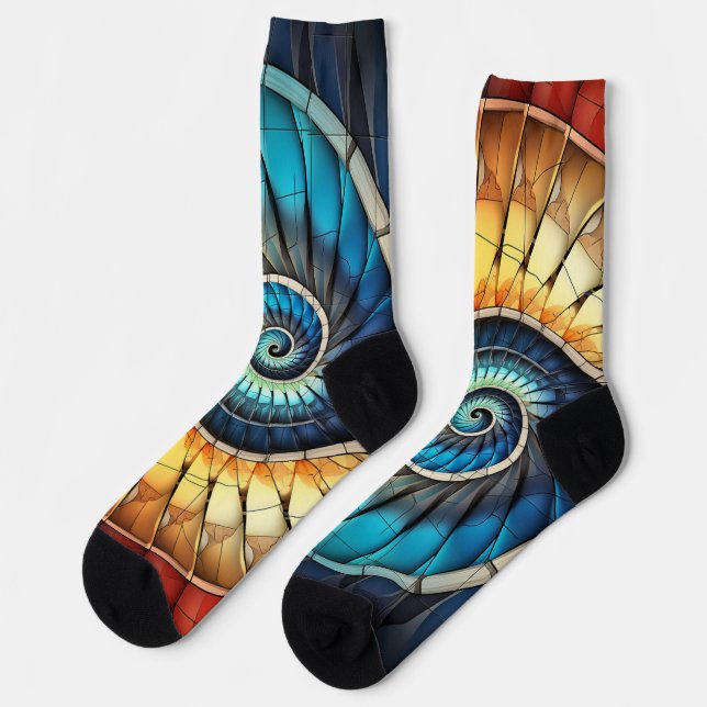 Calcetines Dubman Does Design: Fibonacci Rainbow Spectrum (Izquierda)