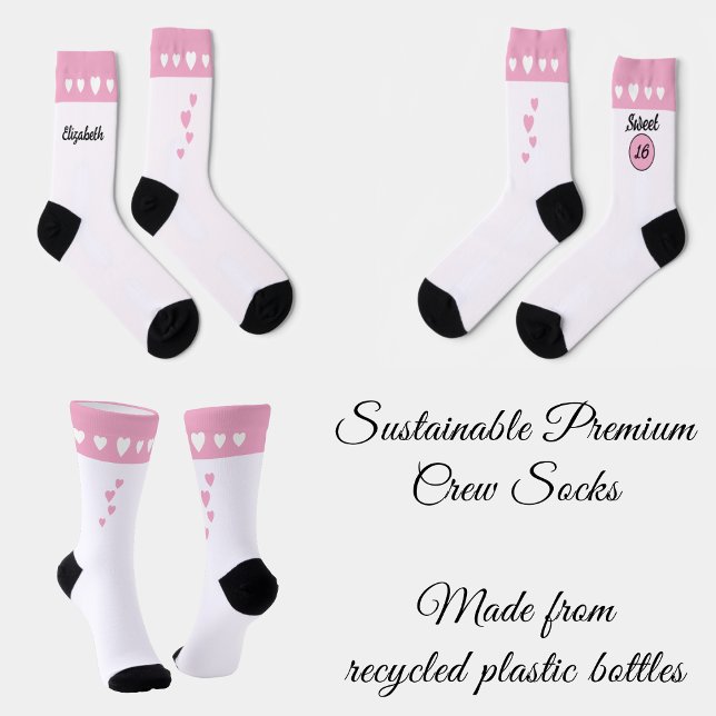 Calcetines Dulce 16 nombre cumpleaños rosa (Subido por el creador)