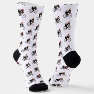 Calcetines Dulce divertido tejón Santa ciclista Navidad