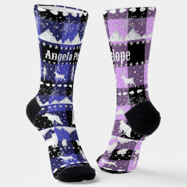 Calcetines Dulce nórdico Animales de invierno Púrpura Violeta