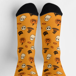 Calcetines Dulce patrón de Halloween – Calabazas, fantasmas y