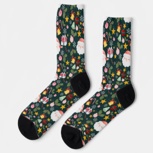 Calcetines Dulce Patrón Navideño Sin Costuras de Papá Noel