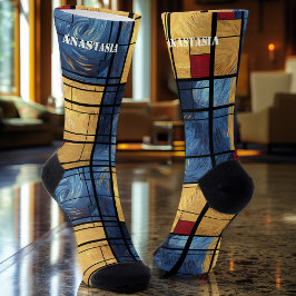 Calcetines Dynamic Abstract Socks in Blue, Yellow, and Red