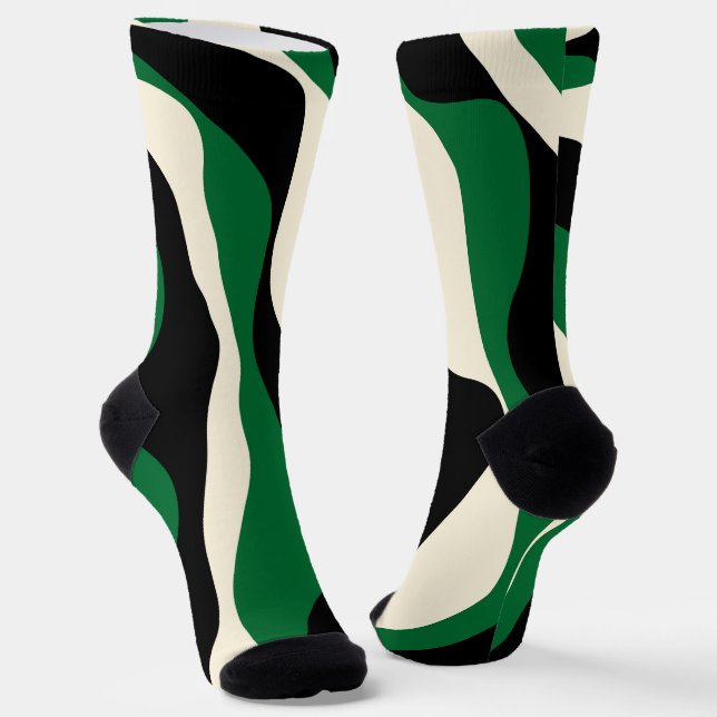 Calcetines Ebb y Flow 4 en verde, crema y negro (Angular)