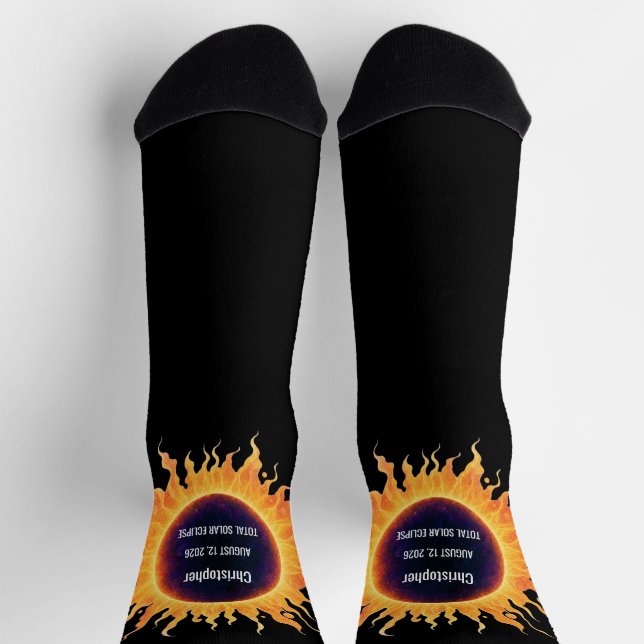 Calcetines Eclipse Total de Sol Acuarela en Negrita 2026 Nomb (Arriba)
