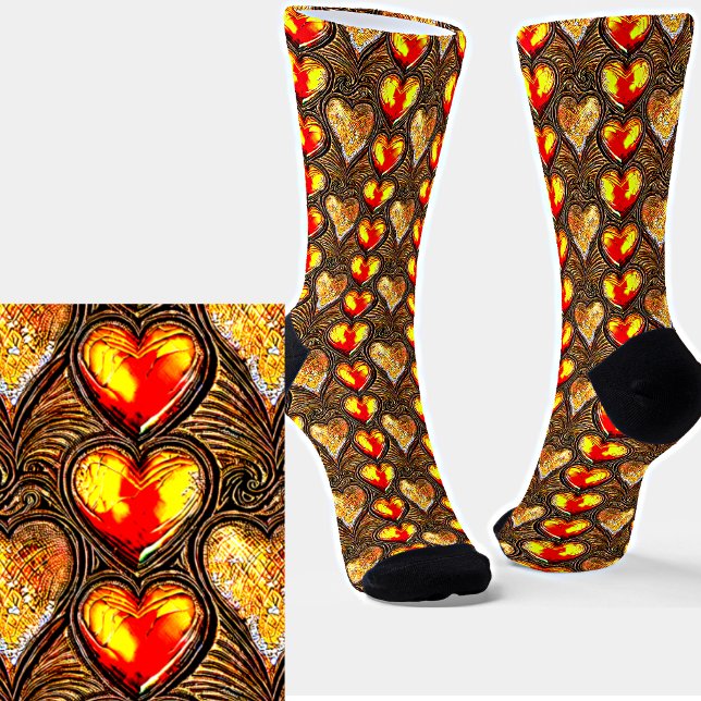 Calcetines Efecto metálico amarillo rojo dorado Corazones 3D  (Subido por el creador)