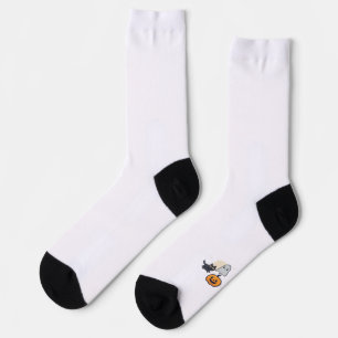 Calcetines Ejecutando Fantasma De Gato Negro Con Calabaza