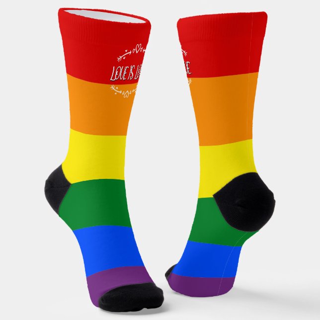 Calcetines El amor es amor arcoíris LGBTQ Pride Crew Socks (Angular)